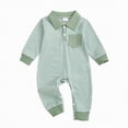 thumbnail image 4 of mgoYE Baby Boy Clothes 6-9 Months Newborn Outfits Baby Boy Clothes Spring Long Sleeve Waffle Knit Collared Romper Jumpsuit(Green,0-3 Months), 4 of 6
