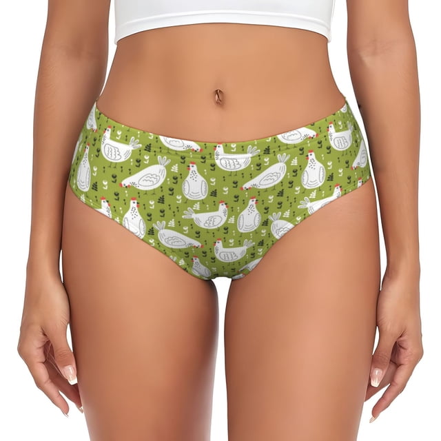 Fotbe Funny Chicken Calzones Estampados para Mujer – Ropa Interior de Algodón, Cómoda, Suave y Elástica-XX-Large