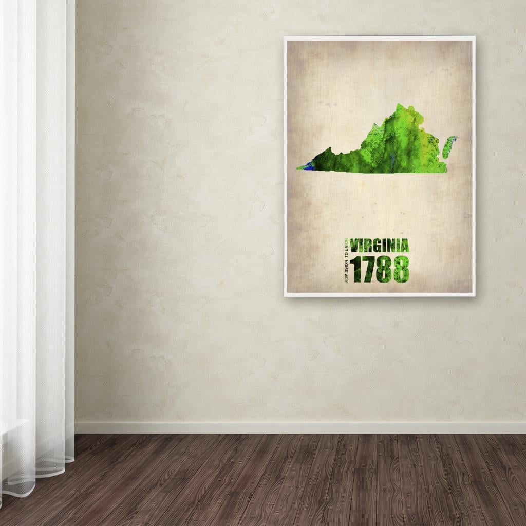 Trademark Fine Art "Virginia Watercolor Map" Canvas Art by Naxart