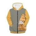 thumbnail image 3 of POLERO Boys Girls Fleece Hoodies Cute Capybara Grey Orange Print Zipper Hoodie Casual Hooded Sweatshirts with Pocket Winter Coat Jacket for Age 8-10 Kids, 3 of 7