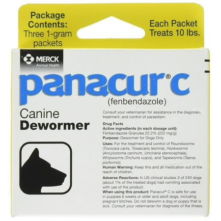 Panacur C Dewormer for Dogs, Three 1-Gram Packets (10