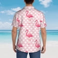 thumbnail image 5 of Balery Cute Flamingo with Heart Print Men's Hawaiian Shirts Short Sleeve Beach Shirt Relaxed Fit Vacation Button Down Shirts-X-Large, 5 of 8