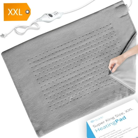 XXL Heating Pad for Back Pain / Sore Joints and Muscles - Fast Heating Technology for Moist and Dry Heat Therapy at Home - XXL Gray, 18 x 26 (Best Heating Pad For Shoulder Pain)