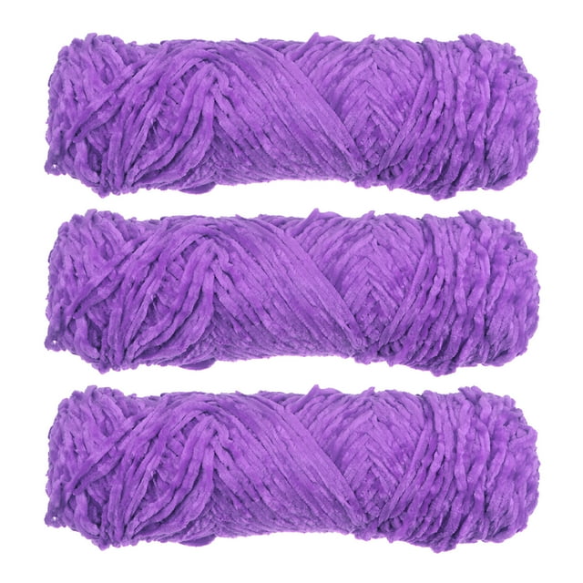 Unique Bargains Fil Chenille en Velours de Polyester, Violet Pâle, 3 Écheveaux