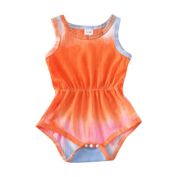 Baby Onesies Girl 9-12 Months Sleeveless Dye Tie Prints Romper Cute Comfortable Breathable Daily Onesie