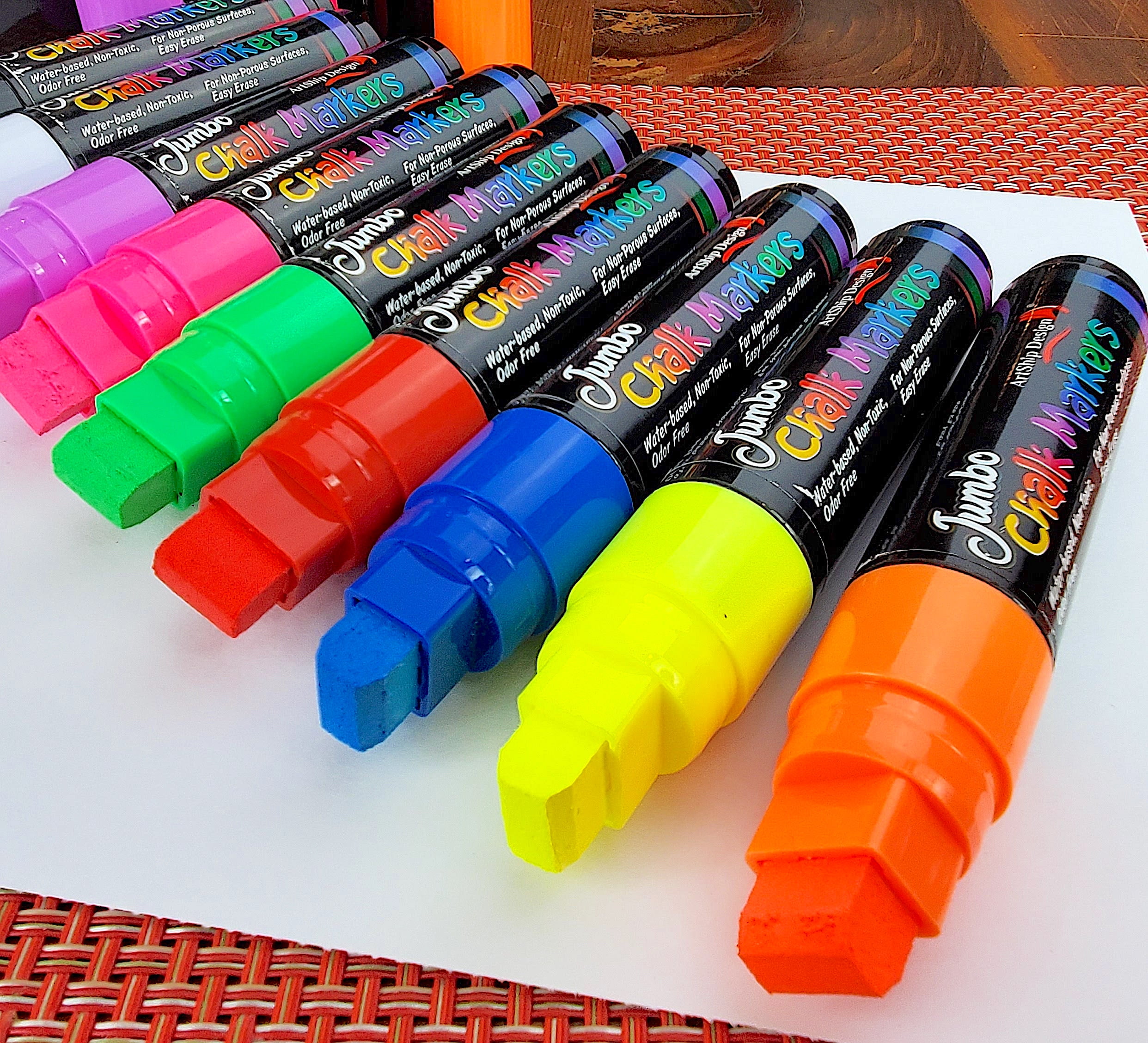 Liquid Erasable Chalk Markers Pens - 12 Colors Washable & Wet Erase Ne –  WoodArtSupply