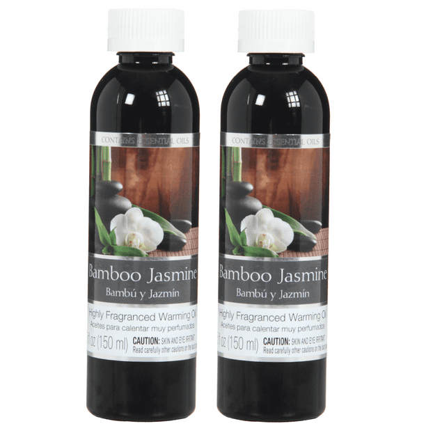 Hosley Set of 2, 5 oz Premium Bamboo Jasmine Fragrance Warming Oils