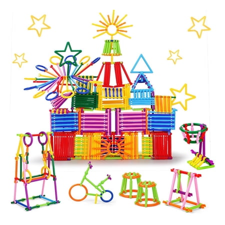 STEM Educational 3D Puzzle Building Set with 500 PCS Interlocking Blocks - A Great Creative Engineering Construction Kit for Kids Different Shapes Building Toys