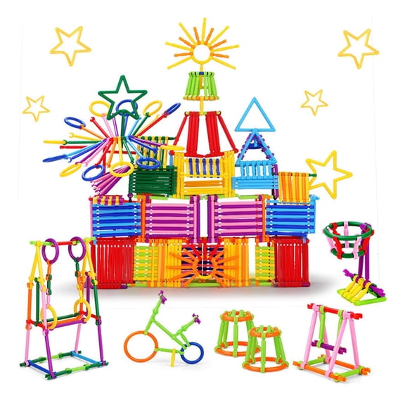 STEM Educational 3D Puzzle Building Set with 500 PCS Interlocking Blocks - A Great Creative Engineering Construction Kit for Kids, Different Shapes, Building Toys