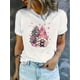 thumbnail image 1 of Women'S Casual Round Neck Short Sleeve T-Shirt, Pink Gnome with Stars Graphic, Fashionable Knit Polyester Tee, Comfortable Summer Top, All-Season Leisure Sportswear, 1 of 6