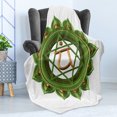 thumbnail image 4 of Colorful Soft Flannel Fleece Throw Blanket, Circular Oriental Style Earth Core Form Balance and Harmony in Cosmos Theme, Cozy Plush for Indoor and Outdoor Use, 50" x 60", Green Brown, by Ambesonne, 4 of 5