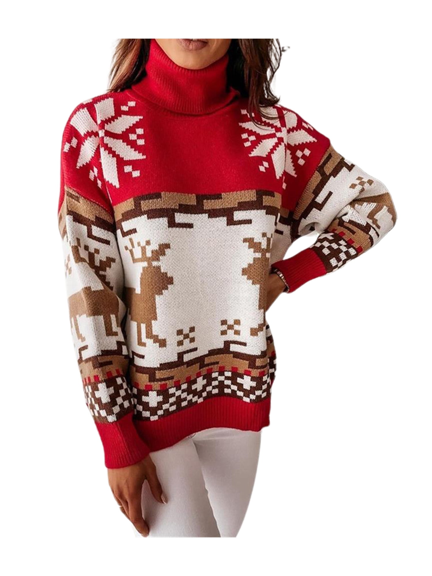 ABICLOTH Womens Christmas Turtleneck 