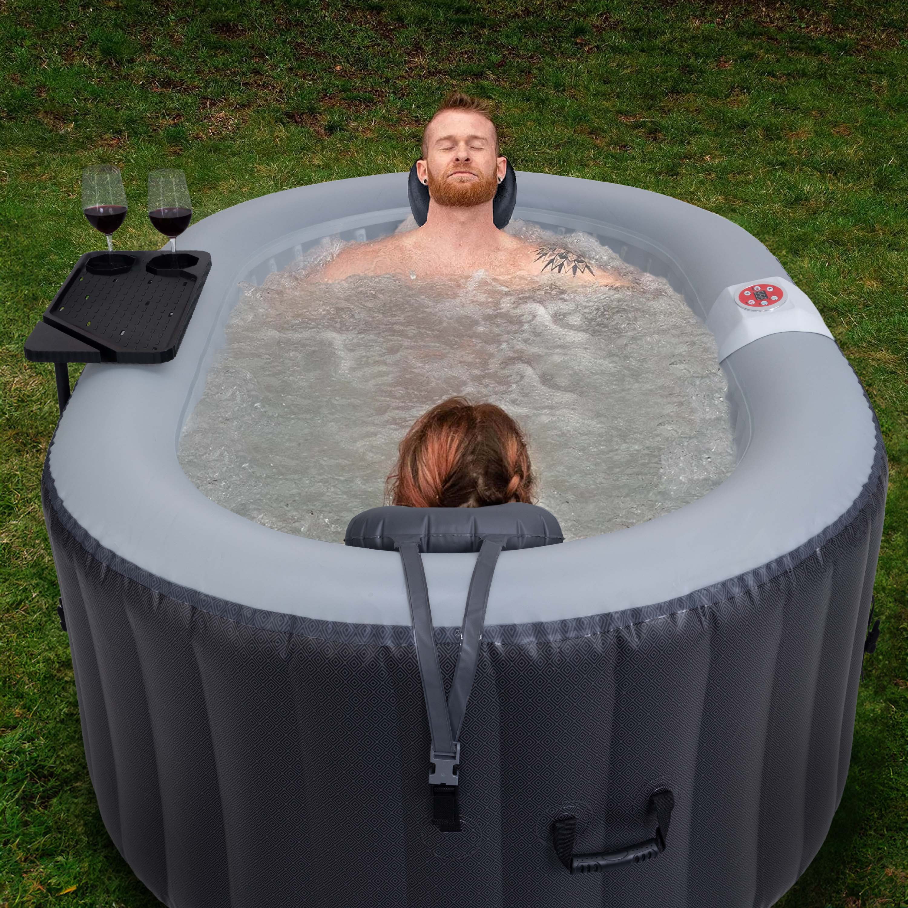 ALEKO Diamond 2 Person Black Inflatable Jetted Hot Tub with Energy Efficient Cover