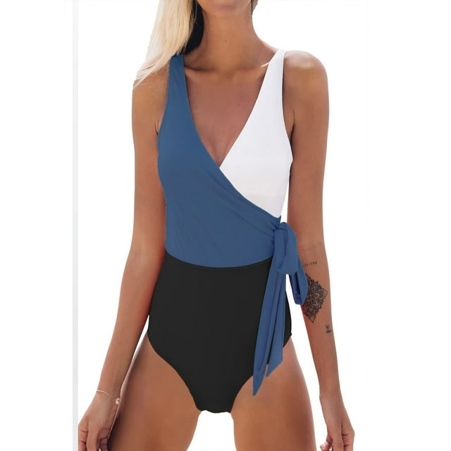 Womens Summer Beach Printed Zip Front One Piece Swimsuit Swimwear
