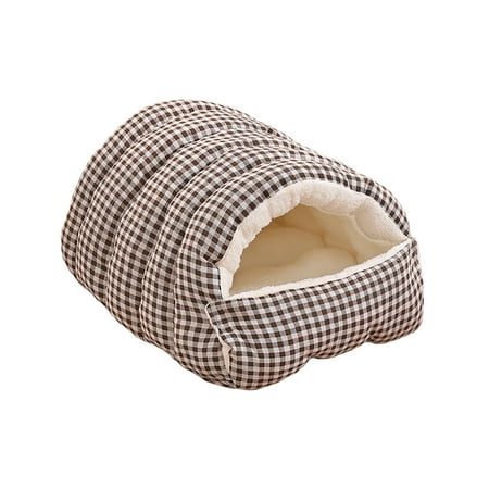Removable and Washable Winter Closed-Off Cat Bed Warm Foldable Secure Pet Nest for Indoor Cats & Small Dogs Comfor Plush Snuggle Hut for Kitty Puppy Pets