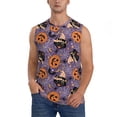 thumbnail image 2 of Fotbe Men's Vintage Halloween Black Cat Print Men's Sleeveless Muscle Tank Tops Casual T-Shirts for Gym Workout Beach-Large, 2 of 8