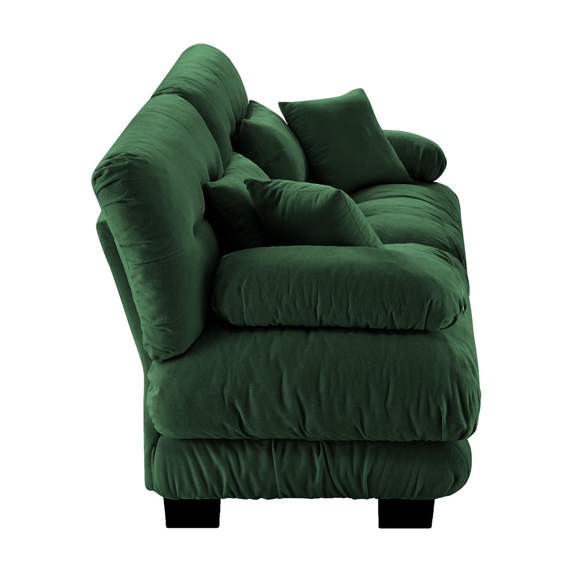 Gewnee 94.4" Chenille Cloud Couch 2-Seater Sectional Sofa, Soft Upholstered Sofa with 2 Lumbar Pillows & 2 Throw Pillows for Living Room, Green