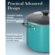 Cook N Home Professional 10.5 Quart Nonstick Stock Pot with Lid, Riveted Handles, Big Soup Pot for Holiday Feasts, Stockpot with Even Heating, Induction Cookware, Oven & Dishwasher Safe, Turquoise