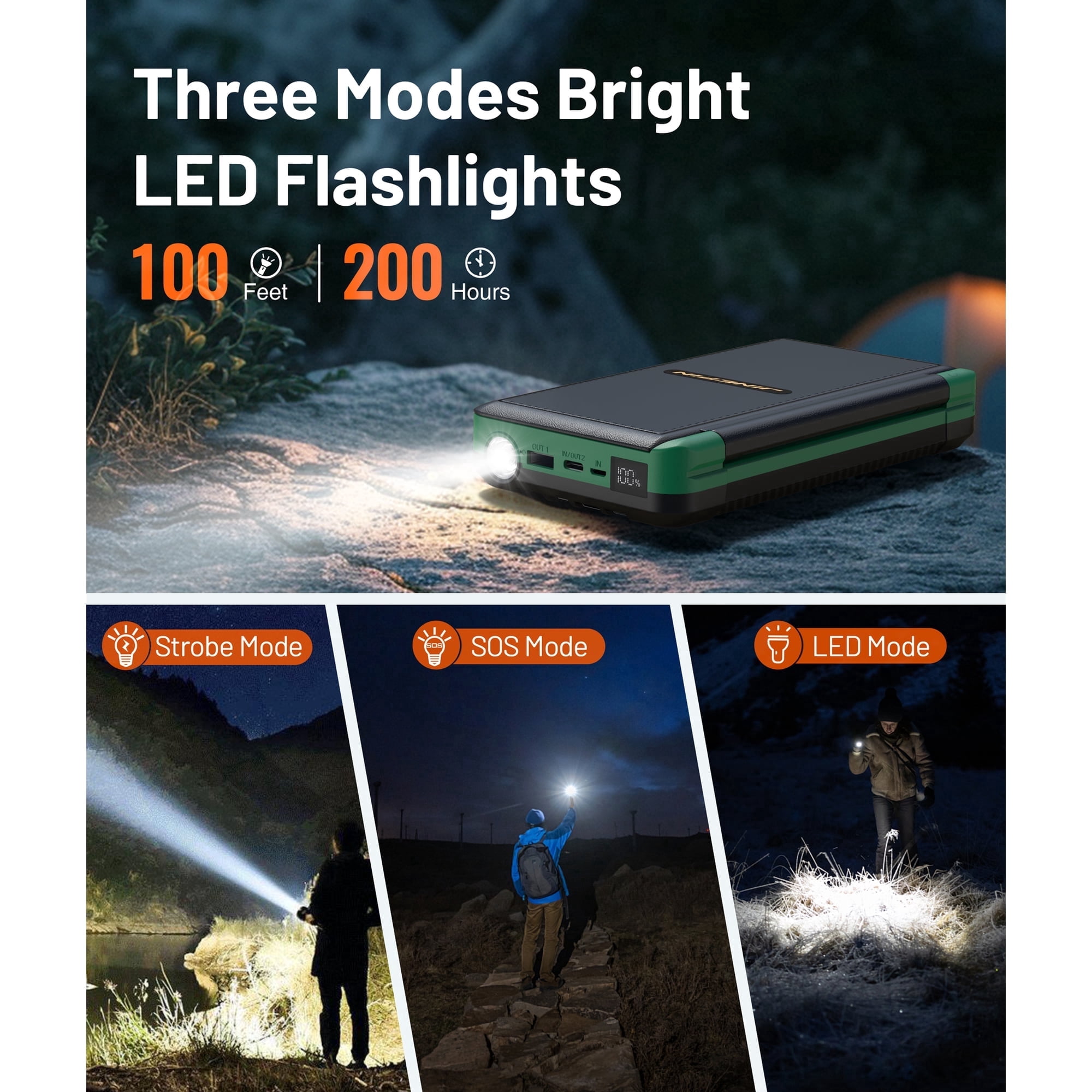 46800mAh Solar Charger Power Bank 20W Fast Charging with Cables Compatible for iPhone, Android Phone