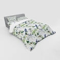 thumbnail image 2 of Ambesonne Floral Bedding Set 4 Pcs, Pea Blossom Design, Queen, Green White Blue, 2 of 2