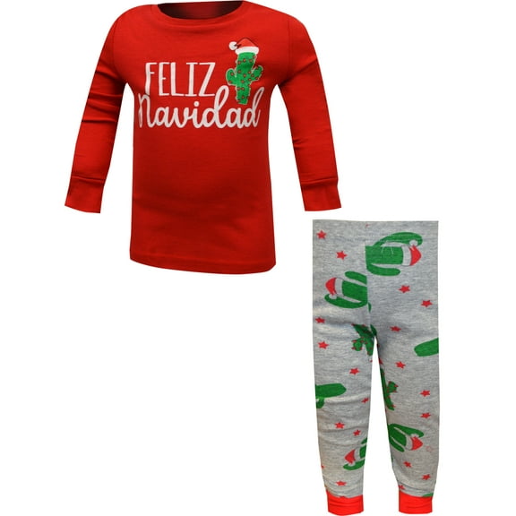 MJC International Boys Feliz Navidad Cactus Christmas Holiday Toddler Pajama (3T)