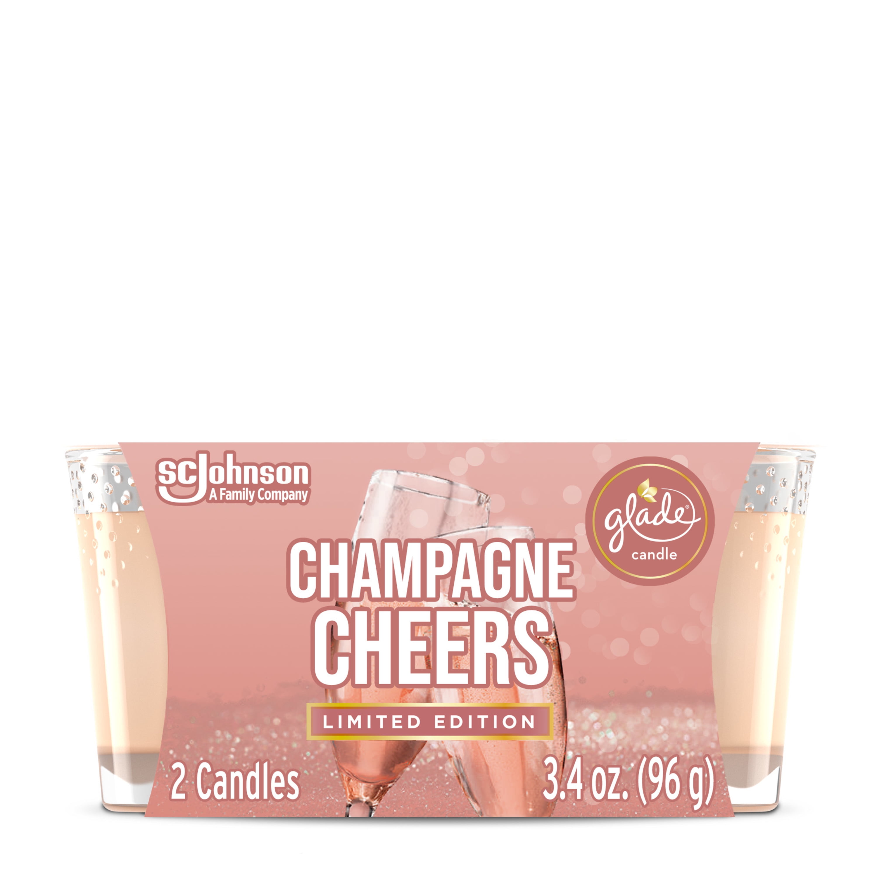 Glade Candle, Champagne Cheers, Twin scented Candle, 2 x 3.4 oz