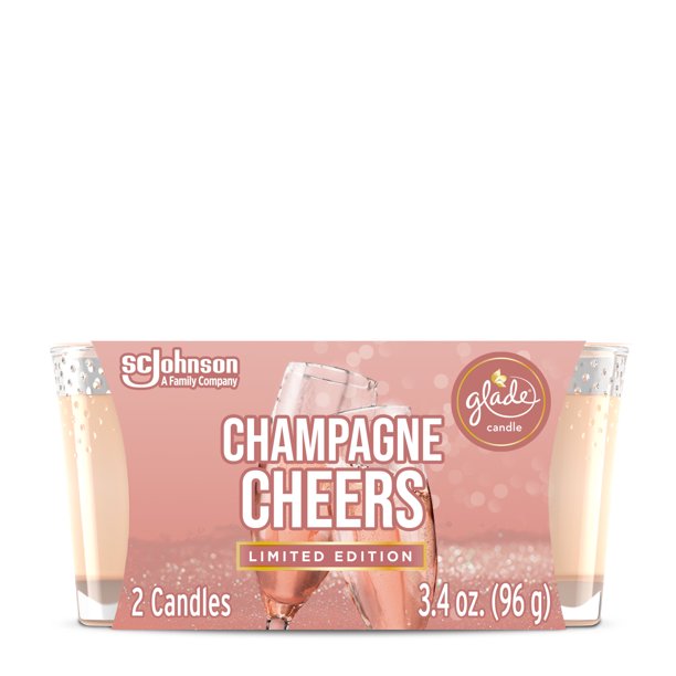 Glade Candle, Champagne Cheers, Twin scented Candle, 2 x 3.4 oz