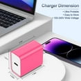 thumbnail image 7 of USB C Wall Charger Fast Charging,2 Pack PD 20W Type C Charger Block with USB C Cable 6FT, USB C Block Wall Charger Adapter Plug USB C Brick Cube Charger Comtiable for iPhone, Samsung, Android, Pink, 7 of 7