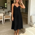 thumbnail image 5 of Tqcoqu Women's Spaghetti Strap V Neck Midi Dress with Side Pockets,2026 Loose Casual Summer Tank Dresses,Black Women's S-XXL, 5 of 7