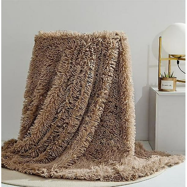 Fluffy Blanket 130x160cm, Brown Ultra Warm Blanket, Living Blanket