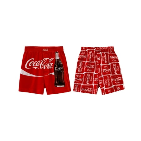 Coca-Cola Men's Boxer Shorts Fun Print Briefs 2 Pack Loungewear ...