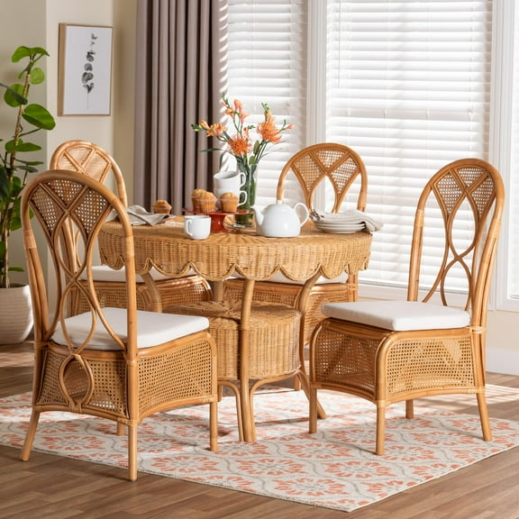 bali & pari Tony Boho Dining Set, 5-Piece, Light Honey