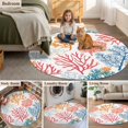 thumbnail image 6 of Summer Ocean Round Area&nbsp;Rug 7ft Coral Blue Red Orange Nautical Coastal Non-Slip&nbsp;Washable Circle Rugs Soft Felt Indoor Floor Mat for Bedroom Kitchen Living Room Bathroom, 6 of 9
