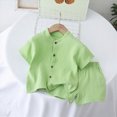 thumbnail image 2 of Infant Baby Boy Summer Clothes Set Solid Cotton Muslin Button-Down Shirt and Shorts Set Casual Toddler Baby Outfit, 2 of 4