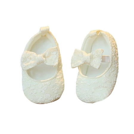 Cute Baby Girls Mary Jane Flats Cute Floral Lace Wedding Dress Shoes Non-Slip Newborn Crib Shoes