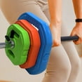 thumbnail image 2 of 20kg Colorful Barbell Set, Square Sand-Filled PU Weight Plates with Adjustable Bar, Green/Orange/Blue, 2 of 7