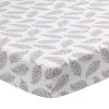 Lambs & Ivy Signature Taupe Leaves Print Organic Cotton Fitted Crib Sheet