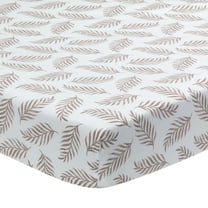 Lambs & Ivy Signature Taupe Leaves Print Organic Cotton Fitted Crib Sheet