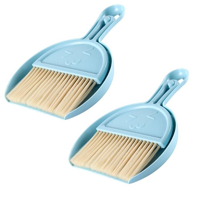 Oleegame 2PC Cleaning Brush Mini Desktop Sweeping Cleaning Brush Small Cleaning Brush And Dustpan Set Blue