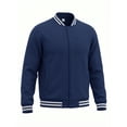 thumbnail image 2 of CCRFTGI Jackets for men Casual Letterman Bomber Jacket Windbreaker Lightweight Varsity Baseball Jacket Coat Navy S, 2 of 6