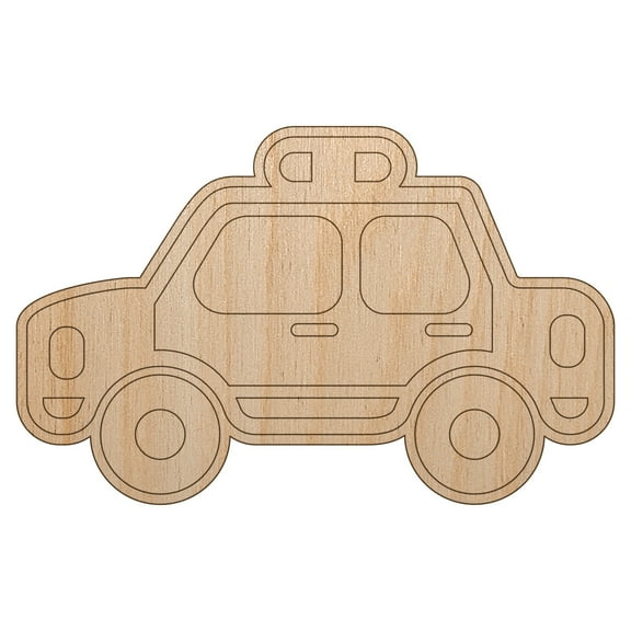 Police Cop Car Vehicle Automobile Wood Shape Unfinished Piece Cutout Craft DIY Projects - 4.70 Inch Size - 1/8 Inch Thick