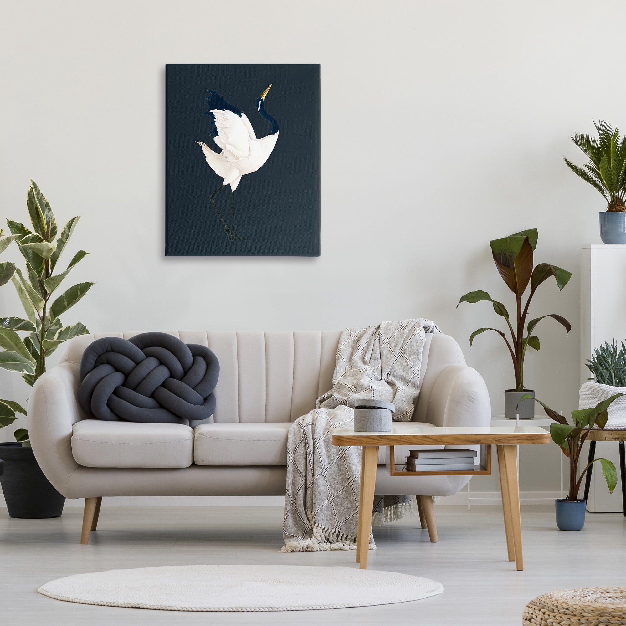 Stupell Industries Crane Bird Facing Right Animals & Insects Painting Gallery Wrapped Canvas Art Print Wall Art, 30 x 40