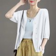 thumbnail image 5 of Lenpel Womens 3/4 Sleeve Cardigans Lightweight V Neck Button down Shirts Casual Loose Fit Cover up Tops Fall Clothes, 5 of 5