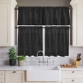 thumbnail image 4 of 3 Piece Kitchen Curtains and Valances Set Black Burlap Texture Cafe Curtains 36 Inch Length Farmhouse Vintage Black Valance & Tier Curtain for Living Room Bedroom Small Window 54"x18"+27"x36"*2, 4 of 6