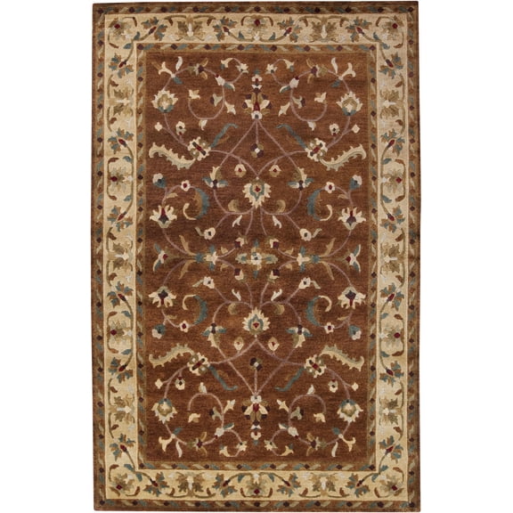 BoutiqueRugs Batesburg Traditional Area Rug - Beige, Dark Red, Green - 5' x 8'