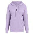 thumbnail image 6 of UngA Womens Hoodie Long Sleeve Shirts Fall Fashion V Neck Sweatshirts with Buttons Casual Trendy Pullover Tops Oversized Hoodie Women (Purple,S), 6 of 7