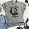 thumbnail image 2 of I Think You'll find Me Electrifying Tesla Shirt, Unisex Women's Men's Shirt, Nikola Tesla Shirt, Pun Shirt, Dark Heather Gray, Medium, 2 of 6