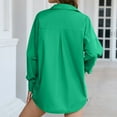thumbnail image 4 of JNGSA Women's Classic-Fit Button-Down Shirts Loose Lapel Long-Sleeve Shirts Solid Color Business Casual Dressy Blouse Green XXL, 4 of 4