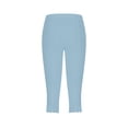 thumbnail image 5 of Women's Leggings Women'S Cropped Pants 2024 High Waisted Yoga Capri Pants Lightweight Comfortable Solid Color Soft Casual Pajama Pants,Blue Women's Legging M, 5 of 5