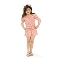 thumbnail image 4 of Wonder Nation Girls Short Sleeve Smocked Top & Short Outfit Set, Sizes 4-18 & Plus, 4 of 6